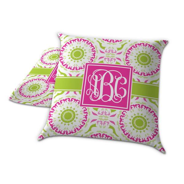 Pink & Green Suzani Decorative Pillow Case - TWO