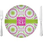 Pink & Green Suzani 10" Glass Lunch / Dinner Plates - Single or Set (Personalized)