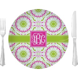 Pink & Green Suzani 10" Glass Lunch / Dinner Plates - Single or Set (Personalized)
