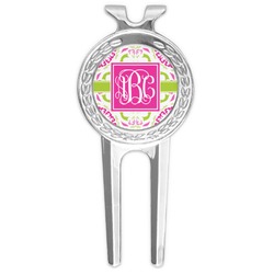 Pink & Green Suzani Golf Divot Tool & Ball Marker (Personalized)