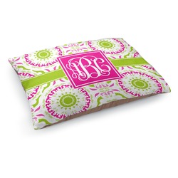 Pink & Green Suzani Dog Bed - Medium w/ Monogram