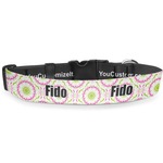 Pink & Green Suzani Deluxe Dog Collar - Double Extra Large (20.5" to 35") (Personalized)