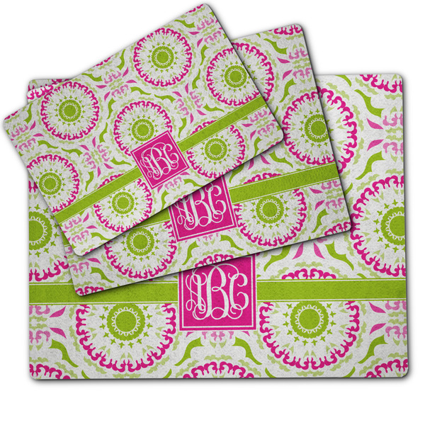 Pink & Green Suzani Dog Food Mat - MAIN (sm, med, lrg)