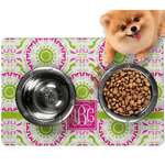 Pink & Green Suzani Dog Food Mat - Small w/ Monogram