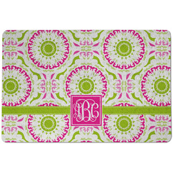 Pink & Green Suzani Dog Food Mat w/ Monogram