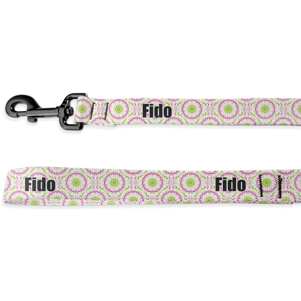 Custom Pink & Green Suzani Deluxe Dog Leash (Personalized)