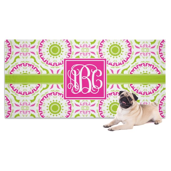 Custom Pink & Green Suzani Dog Towel (Personalized)