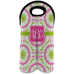 Pink & Green Suzani Wine Tote Bag (2 Bottles) (Personalized)