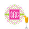 Pink & Green Suzani Printed Drink Topper - 2.15" (Personalized)