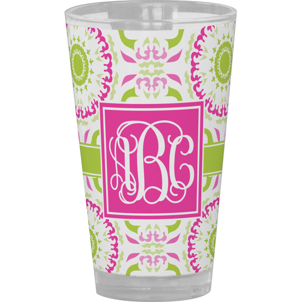 Custom Pink & Green Suzani Pint Glass - Full Color (Personalized)