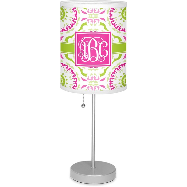 Custom Pink & Green Suzani 7" Drum Lamp with Shade (Personalized)