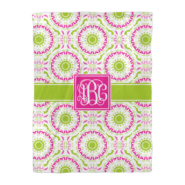 Pink & Green Suzani Duvet Cover - Twin XL - Front