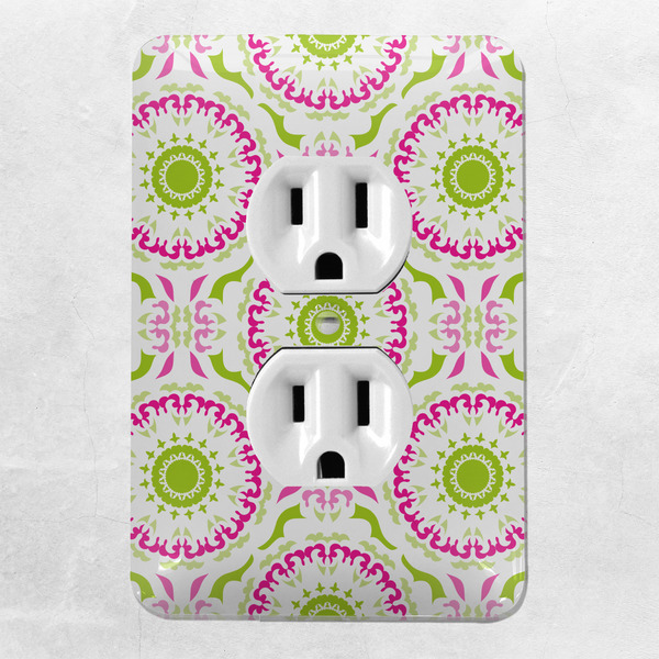 Pink & Green Suzani Electric Outlet Plate - LIFESTYLE