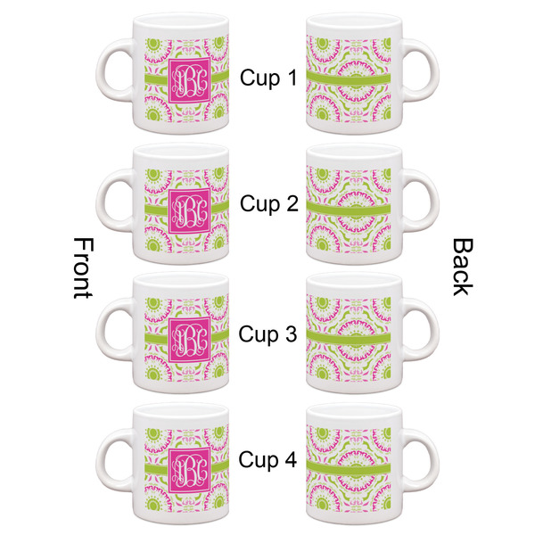 Pink & Green Suzani Espresso Cup Set of 4 - Apvl