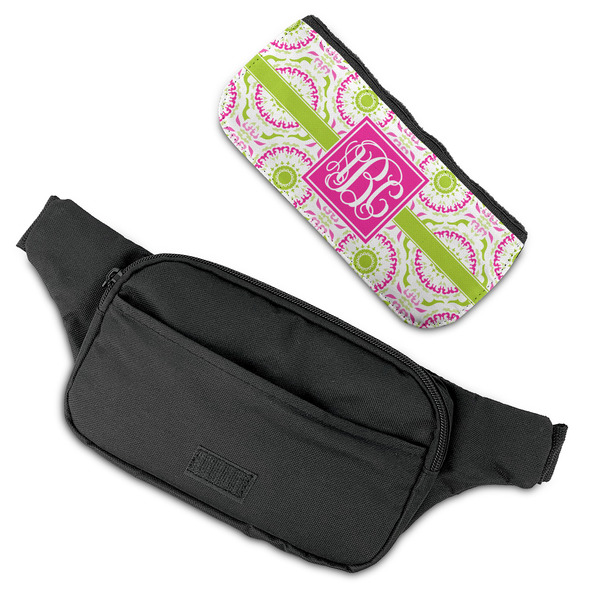 Pink & Green Suzani Fanny Packs - FLAT (flap off)