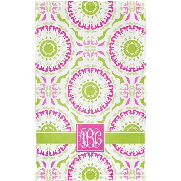 Pink & Green Suzani Finger Tip Towel - Full View