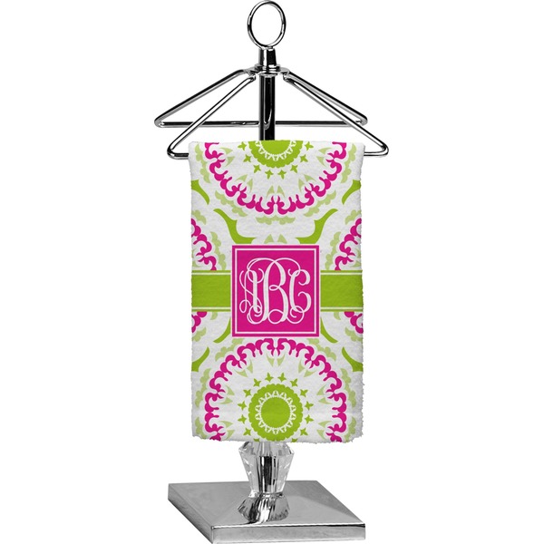 Custom Pink & Green Suzani Finger Tip Towel - Full Print (Personalized)