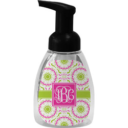 Pink & Green Suzani Foam Soap Bottle - Black (Personalized)