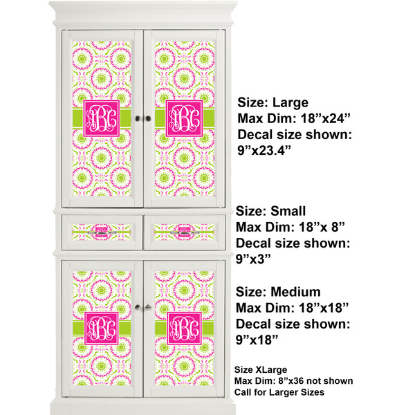 Pink & Green Suzani Full Cabinet (Show Sizes)