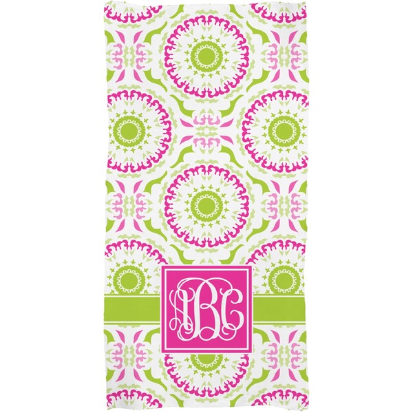 Pink & Green Suzani Full Sized Bath Towel - Apvl