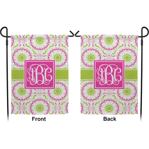 Pink & Green Suzani Garden Flag - Double Sided Front and Back