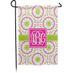 Pink & Green Suzani Small Garden Flag - Single Sided w/ Monograms