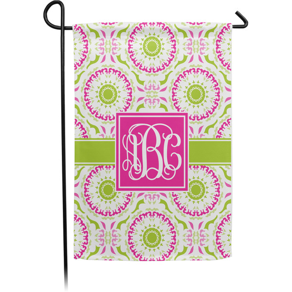 Custom Pink & Green Suzani Garden Flag (Personalized)