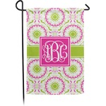 Pink & Green Suzani Small Garden Flag - Double Sided w/ Monograms