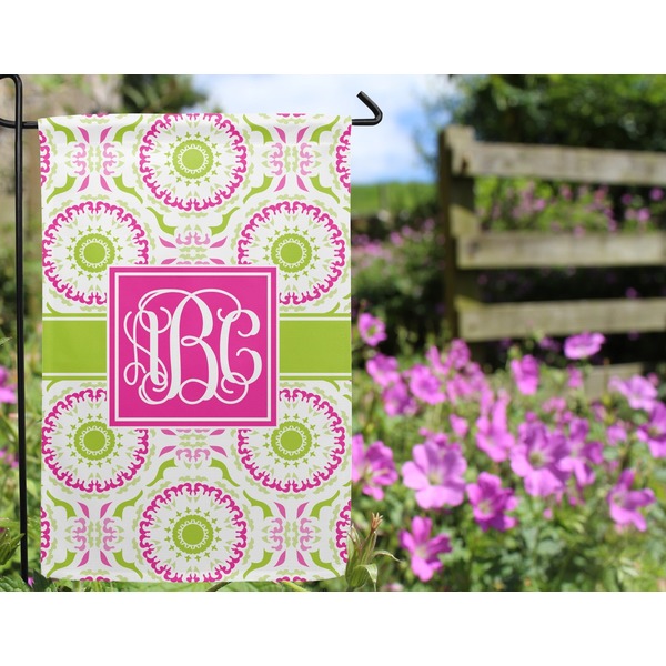 Pink & Green Suzani Garden Flag - Outside In Flowers