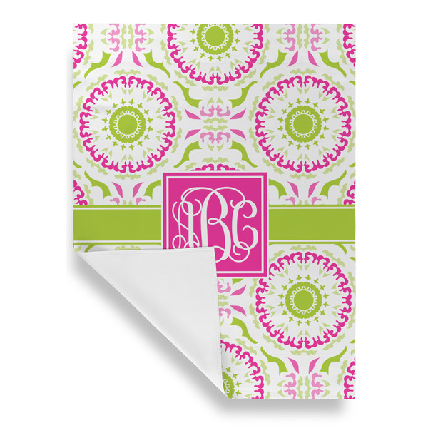 Pink & Green Suzani Garden Flags - Large - Single Sided - FRONT FOLDED
