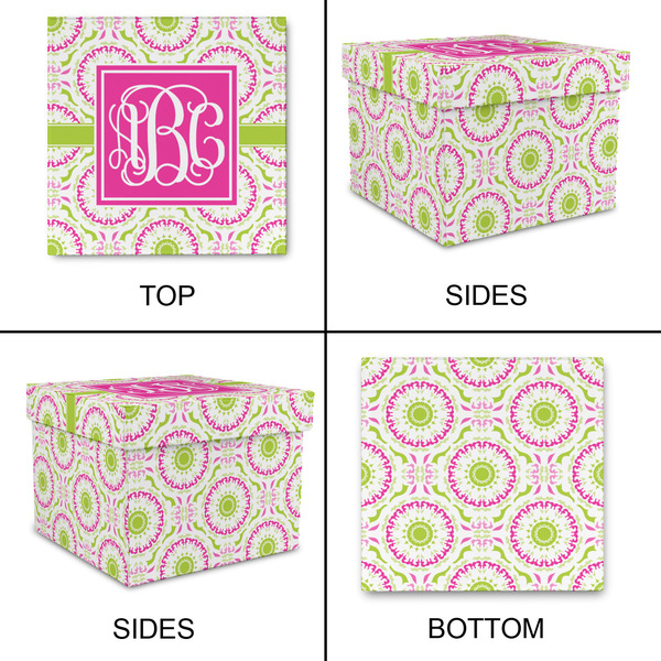 Pink & Green Suzani Gift Boxes with Lid - Canvas Wrapped - Large - Approval