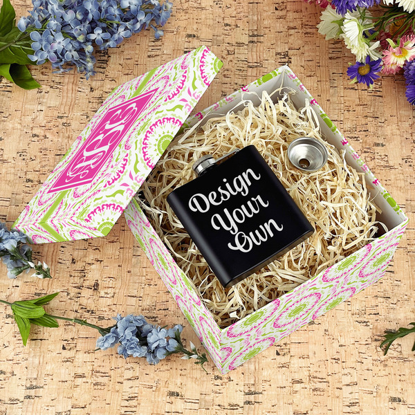 Pink & Green Suzani Gift Boxes with Lid - Canvas Wrapped - Large - In Context