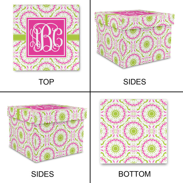 Pink & Green Suzani Gift Boxes with Lid - Canvas Wrapped - Medium - Approval