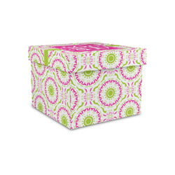 Pink & Green Suzani Gift Box with Lid - Canvas Wrapped - Small (Personalized)