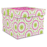 Pink & Green Suzani Gift Box with Lid - Canvas Wrapped - XX-Large (Personalized)