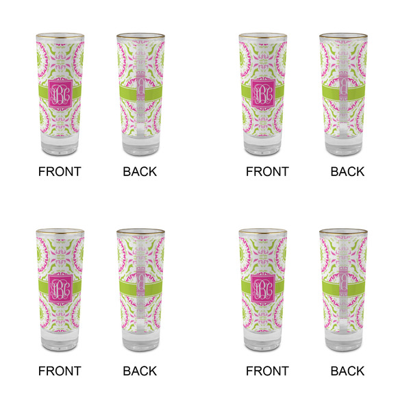 Pink & Green Suzani Glass Shot Glass - 2 oz - Set of 4 - APPROVAL