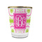 Pink & Green Suzani Glass Shot Glass - With gold rim - FRONT