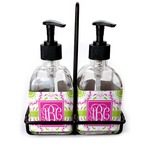 Pink & Green Suzani Glass Soap & Lotion Bottle Set (Personalized)