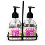 Pink & Green Suzani Glass Soap & Lotion Bottles (Personalized)