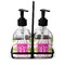 Pink & Green Suzani Glass Soap & Lotion Bottle Set (Personalized)