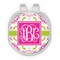 Pink & Green Suzani Golf Ball Marker - Hat Clip - Silver