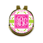 Pink & Green Suzani Golf Ball Marker - Hat Clip - Gold