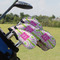Pink & Green Suzani Golf Club Cover - Set of 9 - On Clubs