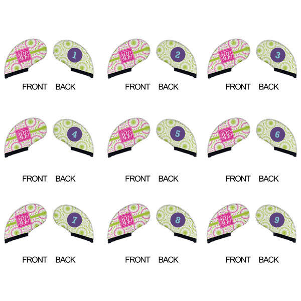 Pink & Green Suzani Golf Club Covers - APPROVAL (set of 9)