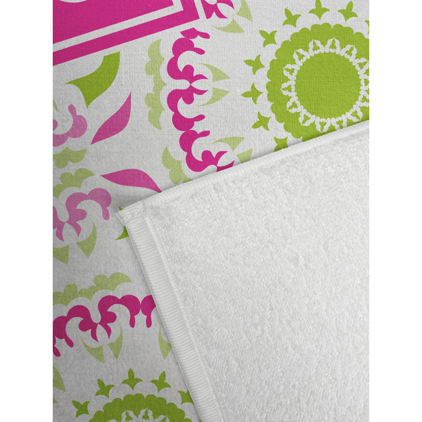 Pink & Green Suzani Golf Towel - Detail