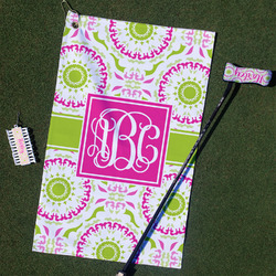 Pink & Green Suzani Golf Towel Gift Set w/ Monogram