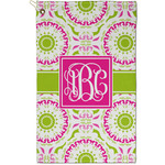 Pink & Green Suzani Golf Towel - Poly-Cotton Blend - Small w/ Monograms