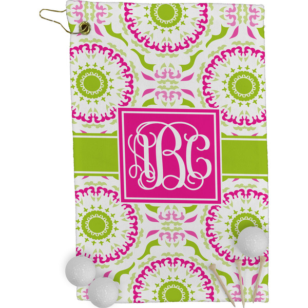 Pink & Green Suzani Golf Towel (Personalized)