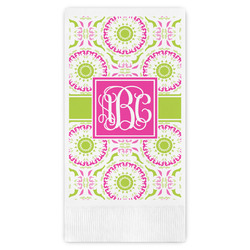 Pink & Green Suzani Guest Napkins - Full Color - Embossed Edge (Personalized)