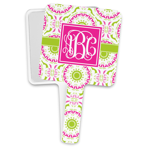 Custom Pink & Green Suzani Hand Mirror (Personalized)